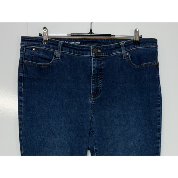 Talbots Jeans Womens 16 Blue Denim Flawless Slim Ankle Hi Rise Dark Actual 36X28 - Picture 5 of 8